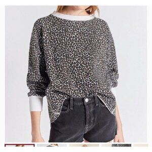 CURRENT/ELLIOT CHANNING PULLOVER SWEATSHIRT LEAOPARD PRINT SIZE 0